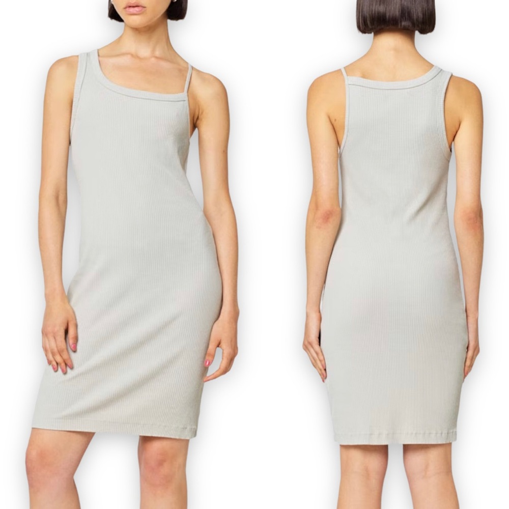 John Elliot Cotton Rib Asymmetrical Cami Tank Dress Oyster Women Size XL NWT